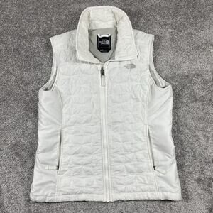 North Face Puffer Vest Womens Medium Quilted Nylon Zip Up Stretch Winter White